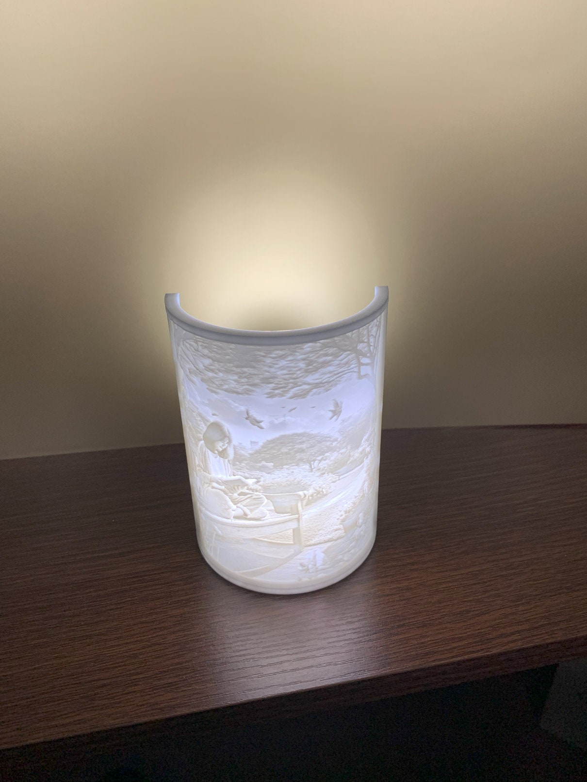 Lithophan Bild Rund zum Aufstellen mit Beleuchtung